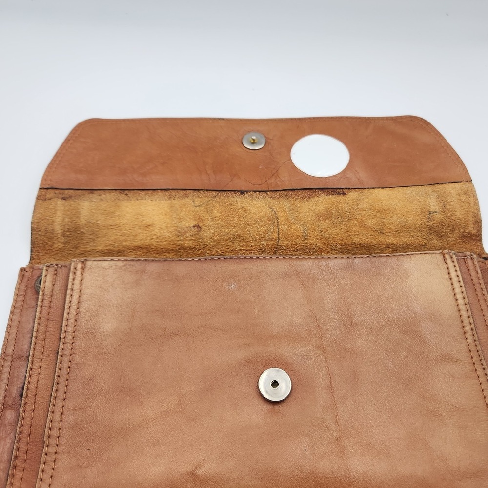 Vintage Tammy Brooke Genuine Leather Clutch Folio Brown 12x9.5 Made in Korea - Picture 3 of 8
